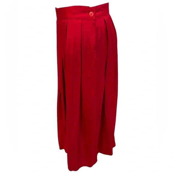 NWT 70s RED TOP BOX PLEAT MINIMALIST MIDI SKIRT 2 POCKETS MADE IN ITALY RAFAELLA - Picture 4 of 7